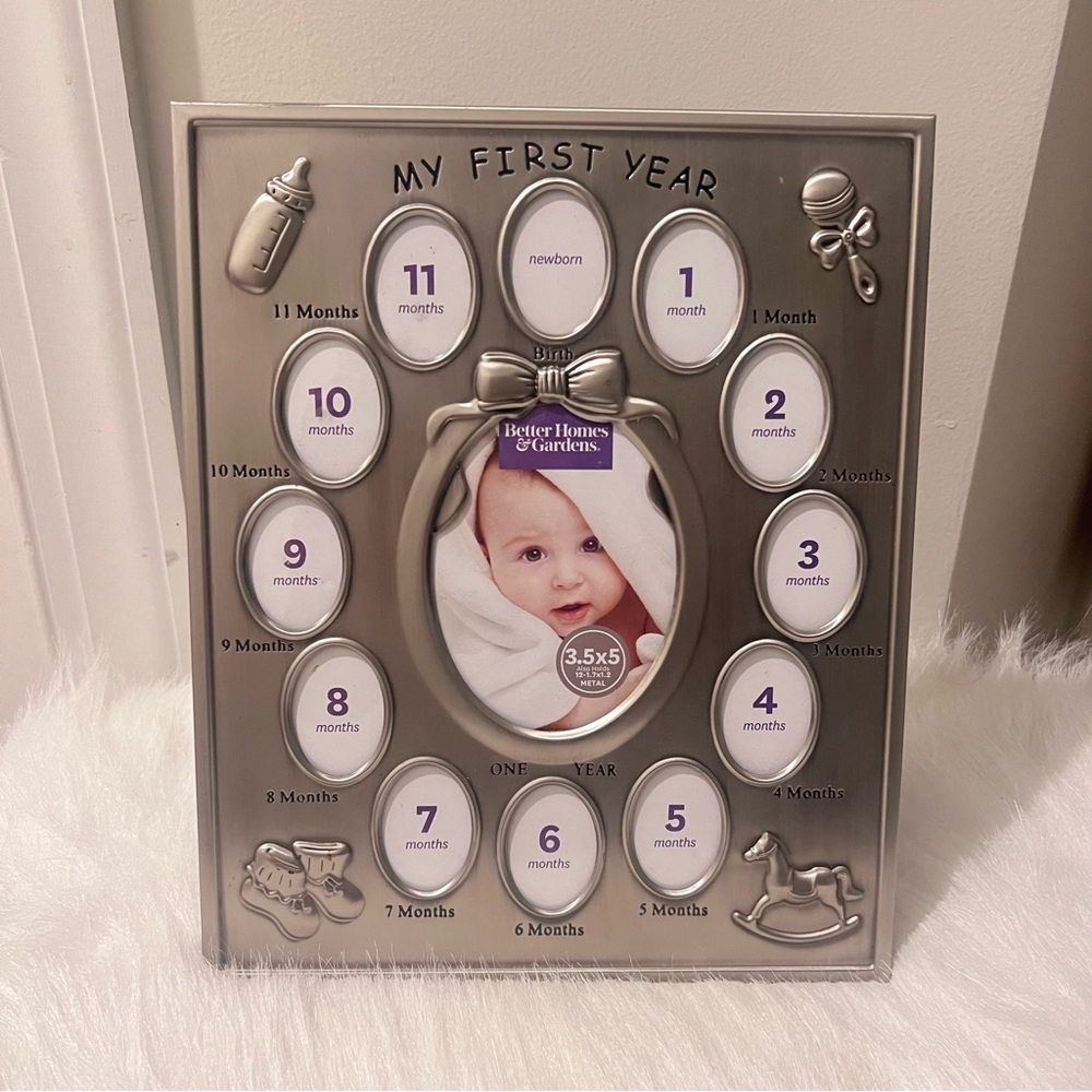 Silver Baby's First Year Photo Frame